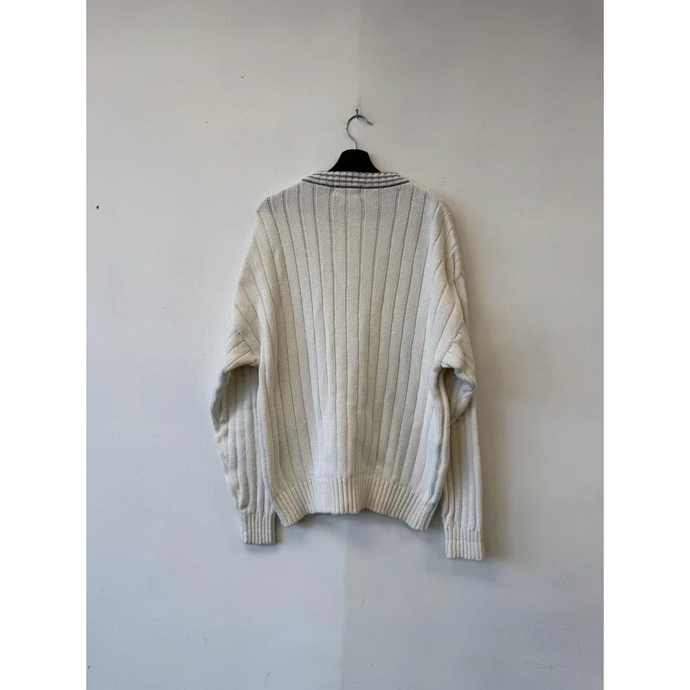 Vintage Eddie Bauer Sweater Mens‎ Large White Chunky Knit Crewneck Pullover 90s - Picture 2 of 7